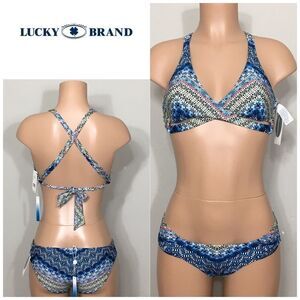 Lucky Brand BoHo Chevron reversible bikini. Small NWT